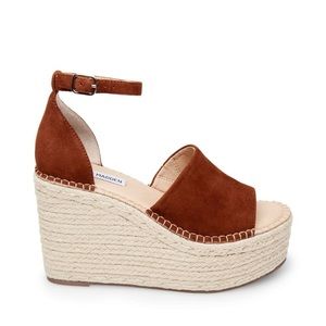 Steve Madden Chestnut/cognac suede wedges